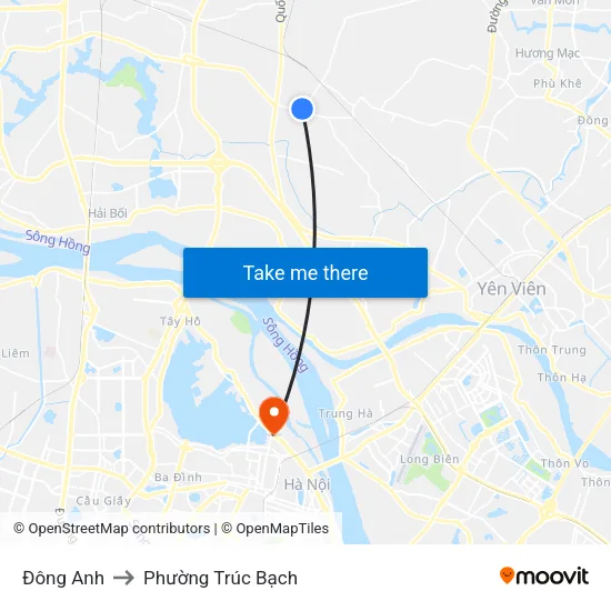 Đông Anh to Phường Trúc Bạch map