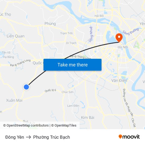 Đông Yên to Phường Trúc Bạch map