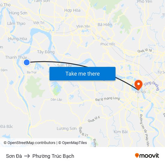 Sơn Đà to Phường Trúc Bạch map