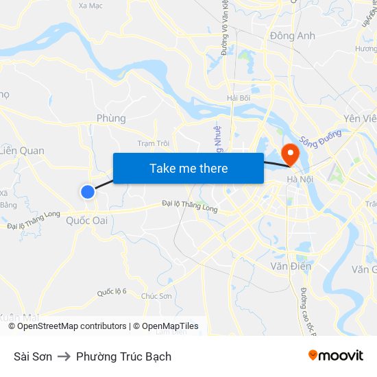 Sài Sơn to Phường Trúc Bạch map