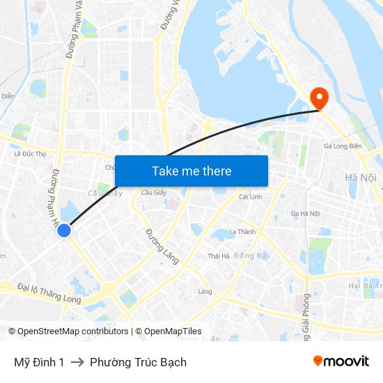 Mỹ Đình 1 to Phường Trúc Bạch map