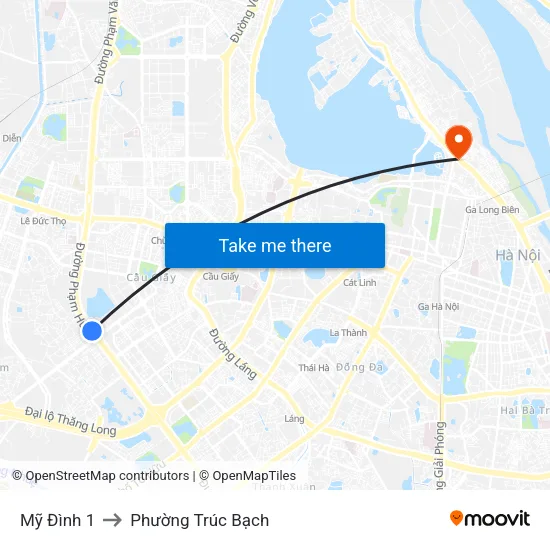 Mỹ Đình 1 to Phường Trúc Bạch map
