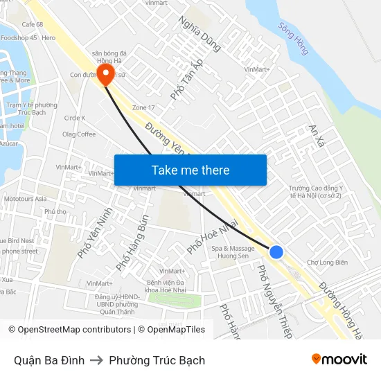 Quận Ba Đình to Phường Trúc Bạch map