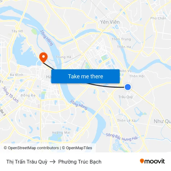 Thị Trấn Trâu Quỳ to Phường Trúc Bạch map