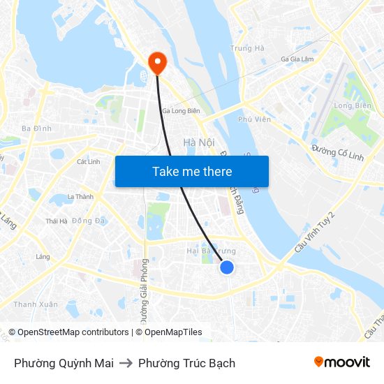 Phường Quỳnh Mai to Phường Trúc Bạch map