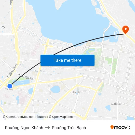 Phường Ngọc Khánh to Phường Trúc Bạch map