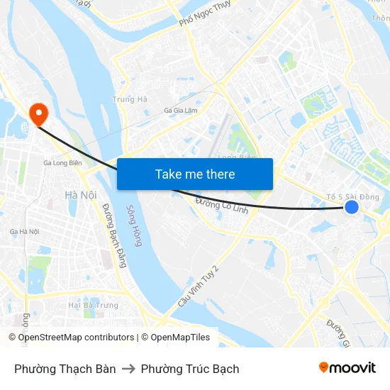Phường Thạch Bàn to Phường Trúc Bạch map