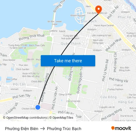 Phường Điện Biên to Phường Trúc Bạch map