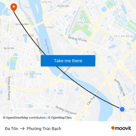 Đa Tốn to Phường Trúc Bạch map