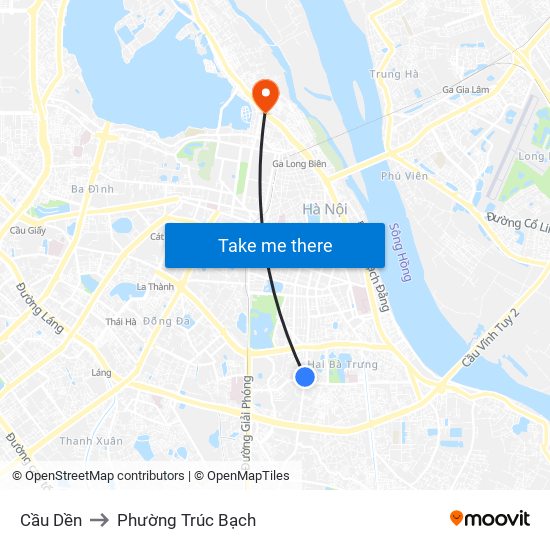 Cầu Dền to Phường Trúc Bạch map