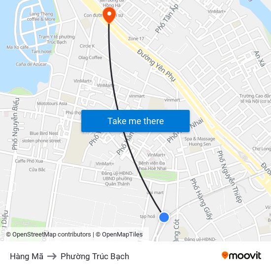 Hàng Mã to Phường Trúc Bạch map