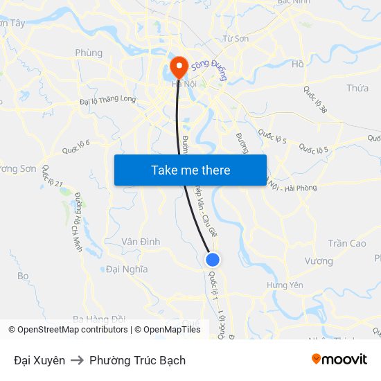 Đại Xuyên to Phường Trúc Bạch map