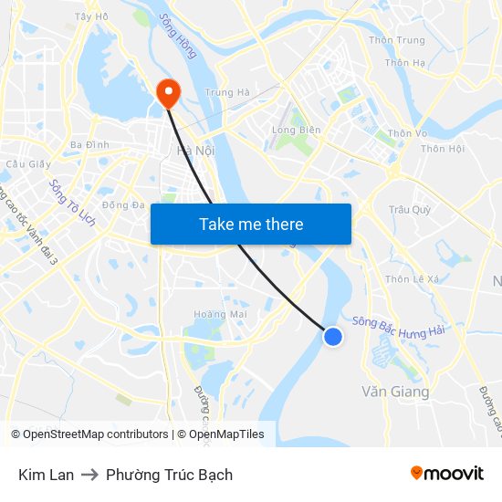 Kim Lan to Phường Trúc Bạch map