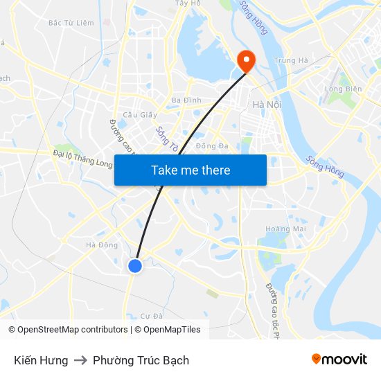 Kiến Hưng to Phường Trúc Bạch map