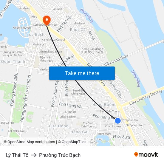 Lý Thái Tổ to Phường Trúc Bạch map