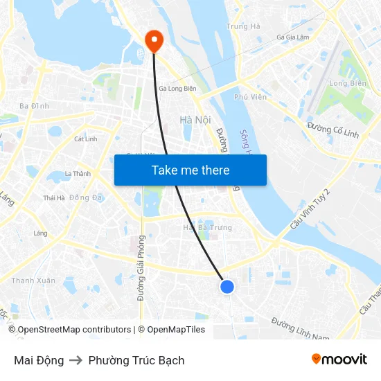Mai Động to Phường Trúc Bạch map