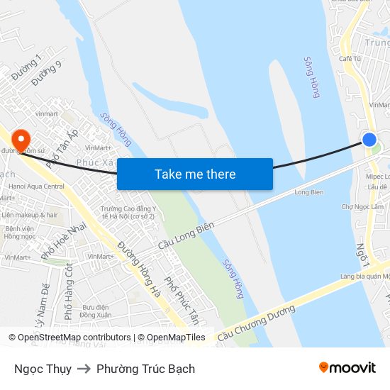 Ngọc Thụy to Phường Trúc Bạch map