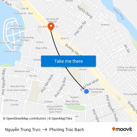 Nguyễn Trung Trực to Phường Trúc Bạch map