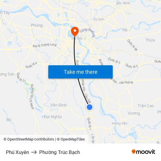 Phú Xuyên to Phường Trúc Bạch map