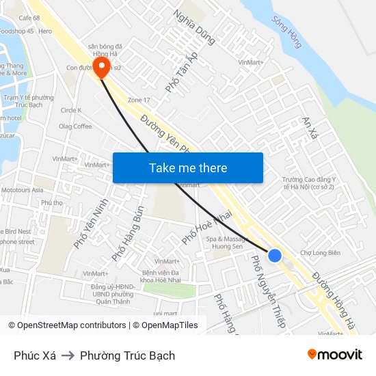 Phúc Xá to Phường Trúc Bạch map