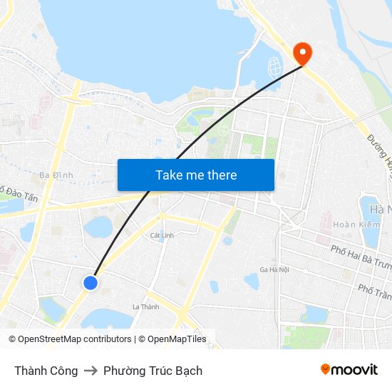 Thành Công to Phường Trúc Bạch map