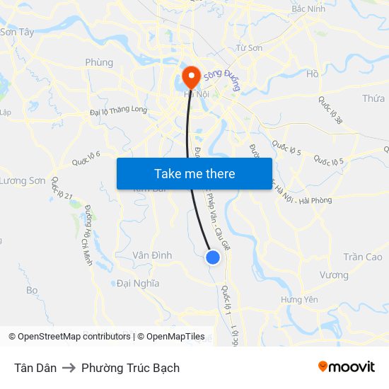 Tân Dân to Phường Trúc Bạch map