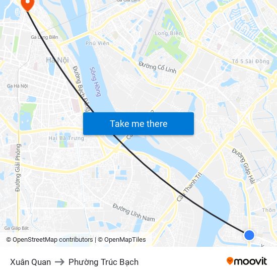 Xuân Quan to Phường Trúc Bạch map