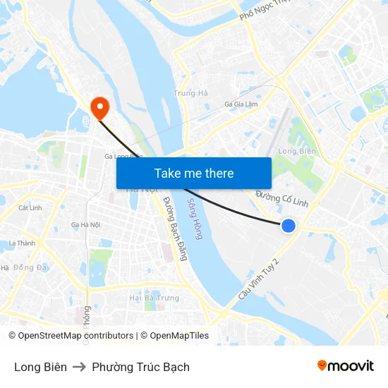 Long Biên to Phường Trúc Bạch map