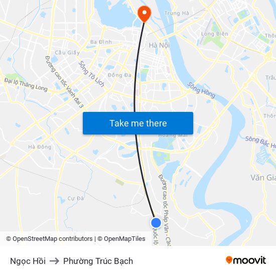 Ngọc Hồi to Phường Trúc Bạch map