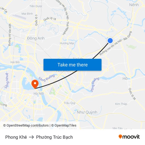 Phong Khê to Phường Trúc Bạch map