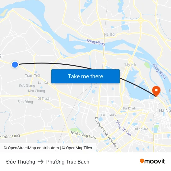 Đức Thượng to Phường Trúc Bạch map
