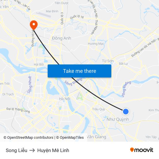 Song Liễu to Huyện Mê Linh map