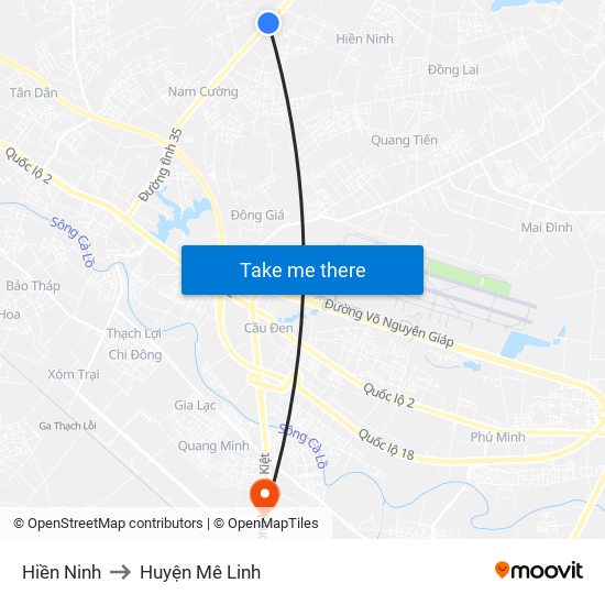 Hiền Ninh to Huyện Mê Linh map