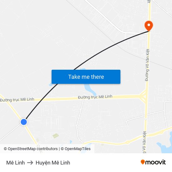 Mê Linh to Huyện Mê Linh map