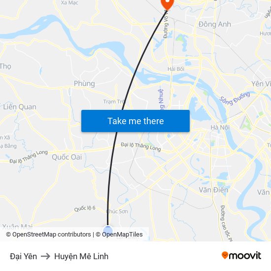 Đại Yên to Huyện Mê Linh map