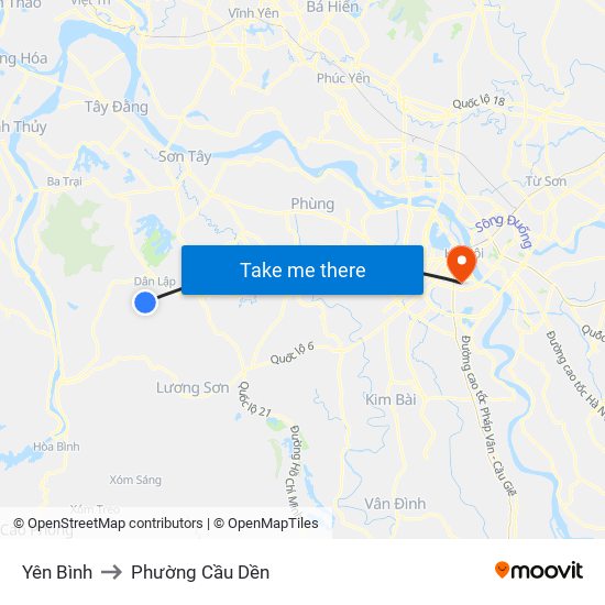 Yên Bình to Phường Cầu Dền map