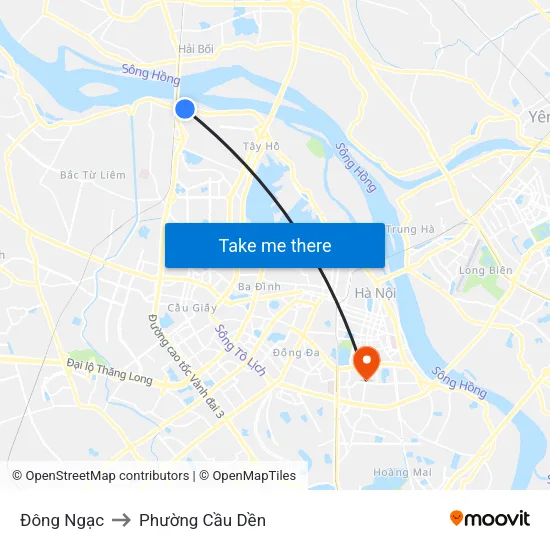 Đông Ngạc to Phường Cầu Dền map