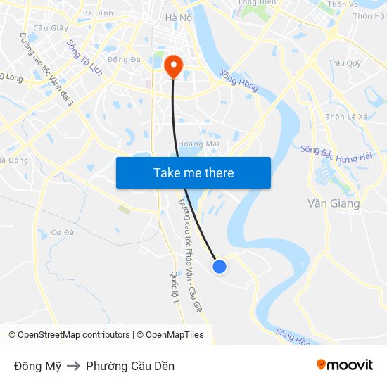 Đông Mỹ to Phường Cầu Dền map