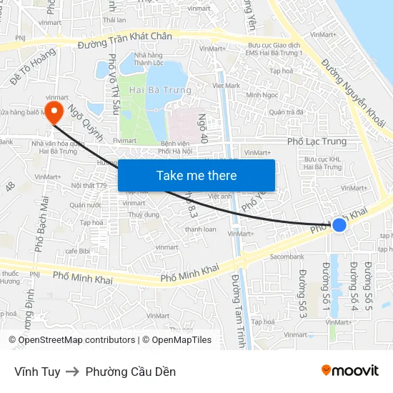 Vĩnh Tuy to Phường Cầu Dền map