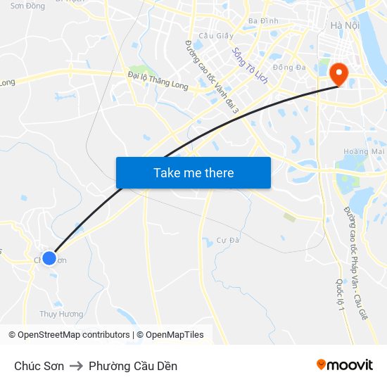 Chúc Sơn to Phường Cầu Dền map