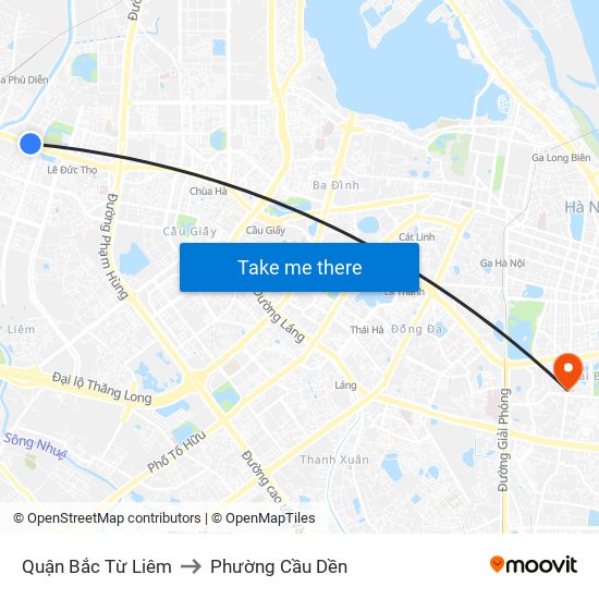 Quận Bắc Từ Liêm to Phường Cầu Dền map