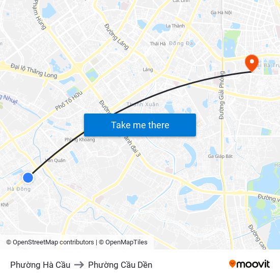 Phường Hà Cầu to Phường Cầu Dền map