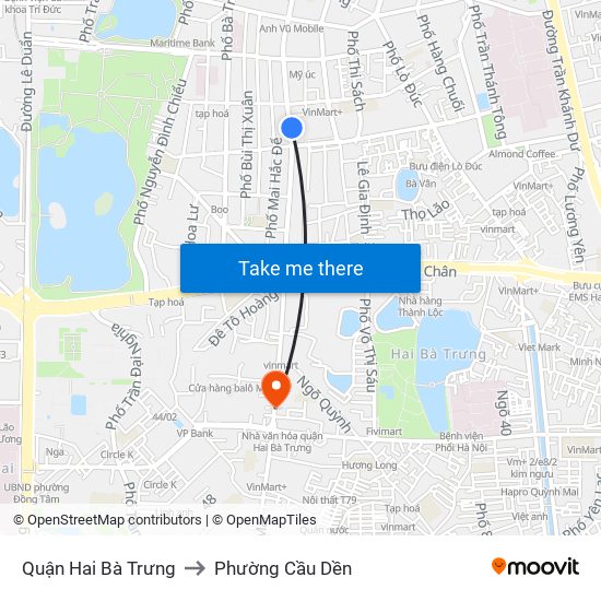 Quận Hai Bà Trưng to Phường Cầu Dền map