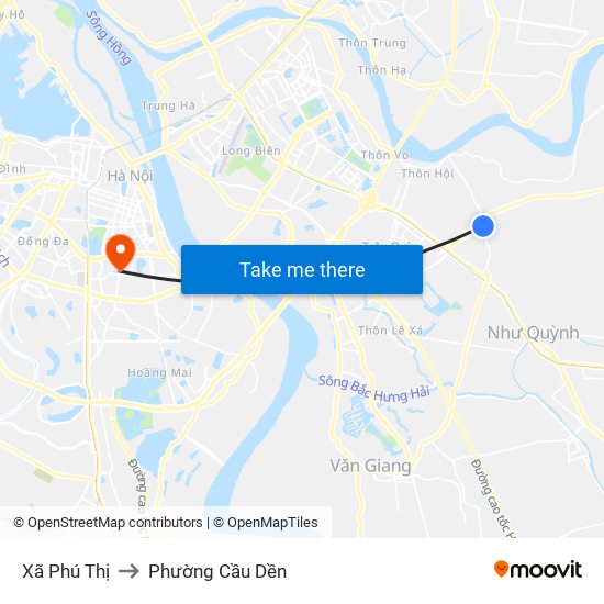 Xã Phú Thị to Phường Cầu Dền map