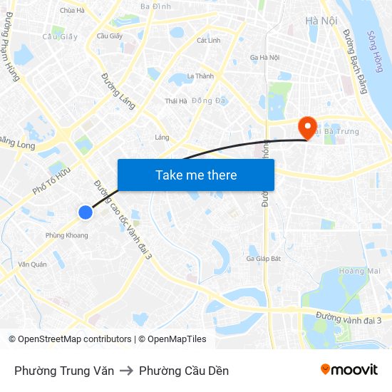 Phường Trung Văn to Phường Cầu Dền map