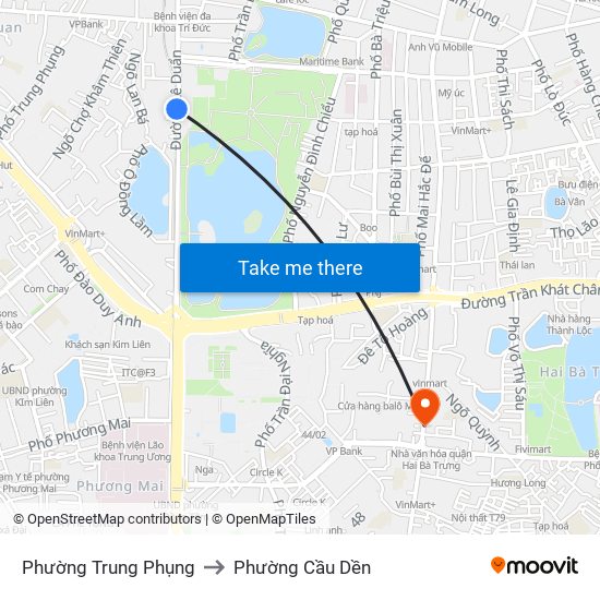 Phường Trung Phụng to Phường Cầu Dền map