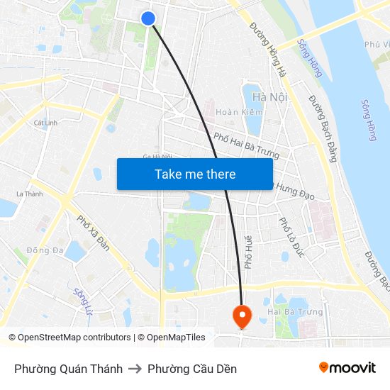 Phường Quán Thánh to Phường Cầu Dền map