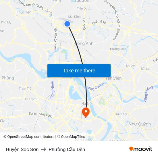 Huyện Sóc Sơn to Phường Cầu Dền map