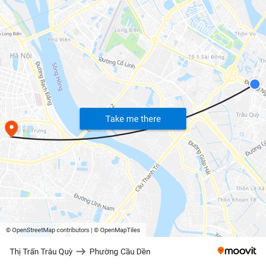 Thị Trấn Trâu Quỳ to Phường Cầu Dền map