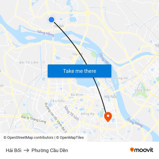 Hải Bối to Phường Cầu Dền map